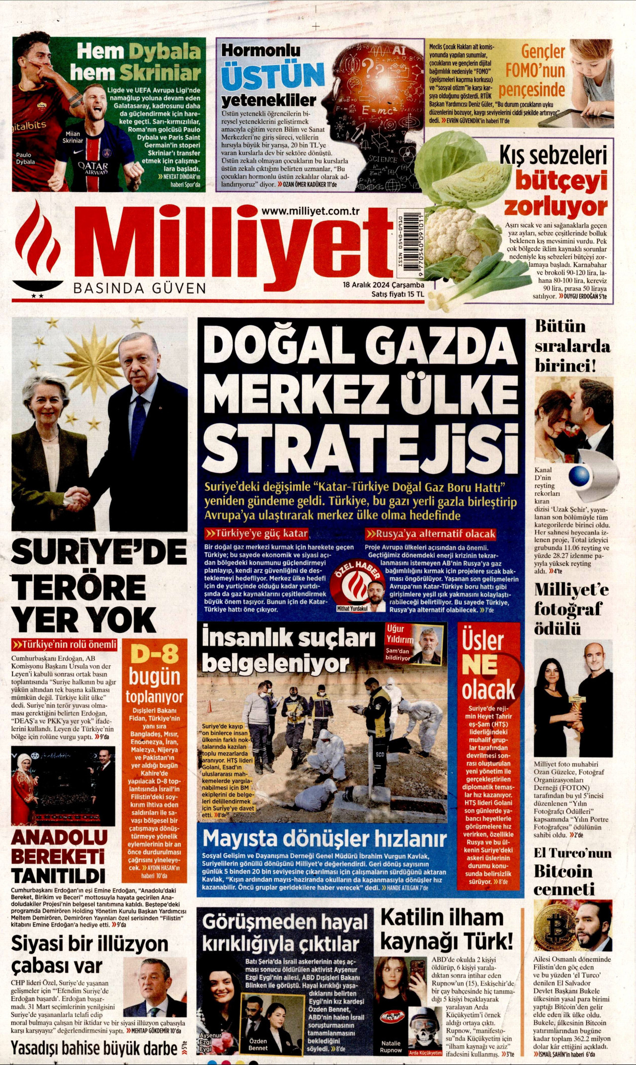 MİLLİYET 18 Aralık 2024 Gazete Manşeti Büyük