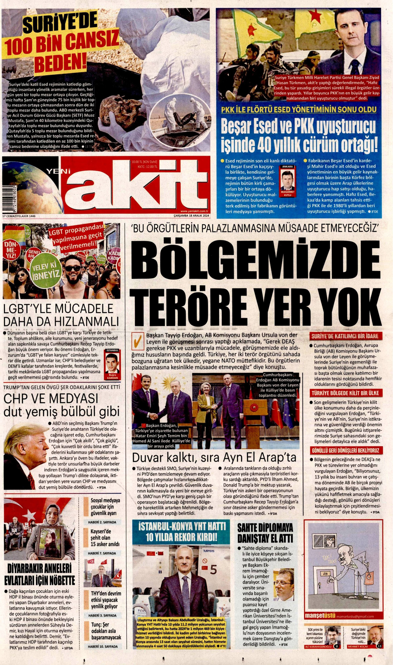 YENİ AKİT 18 Aralık 2024 Gazete Manşeti Büyük