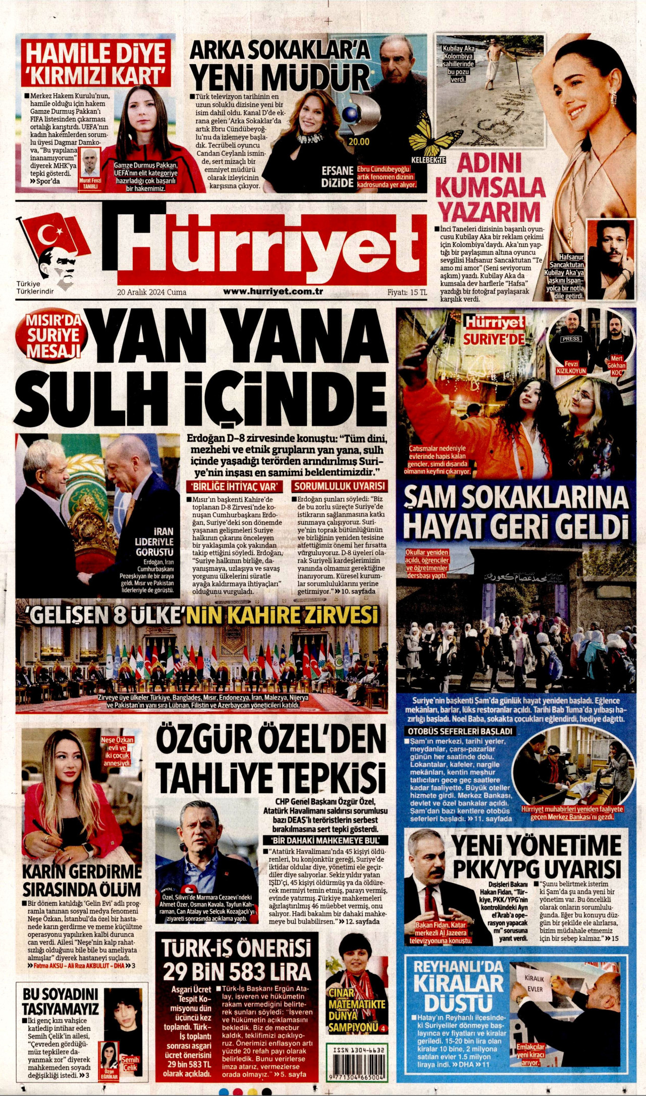 HÜRRİYET 20 Aralık 2024 Gazete Manşeti Büyük