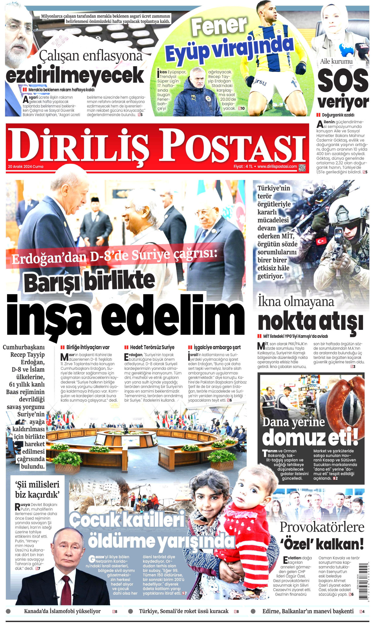 DİRİLİŞ POSTASI 20 Aralık 2024 Gazete Manşeti Büyük