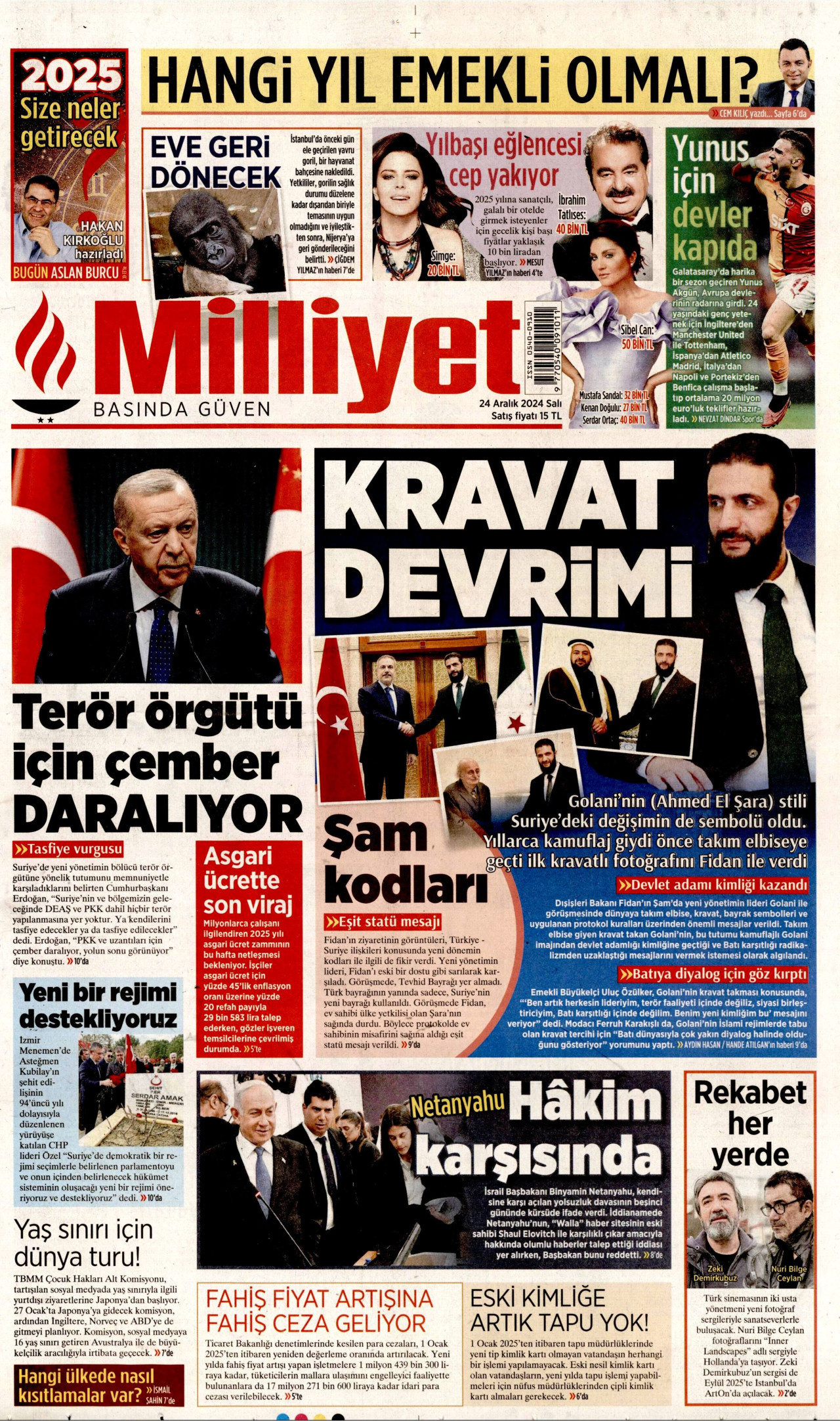 MİLLİYET 24 Aralık 2024 Gazete Manşeti Büyük