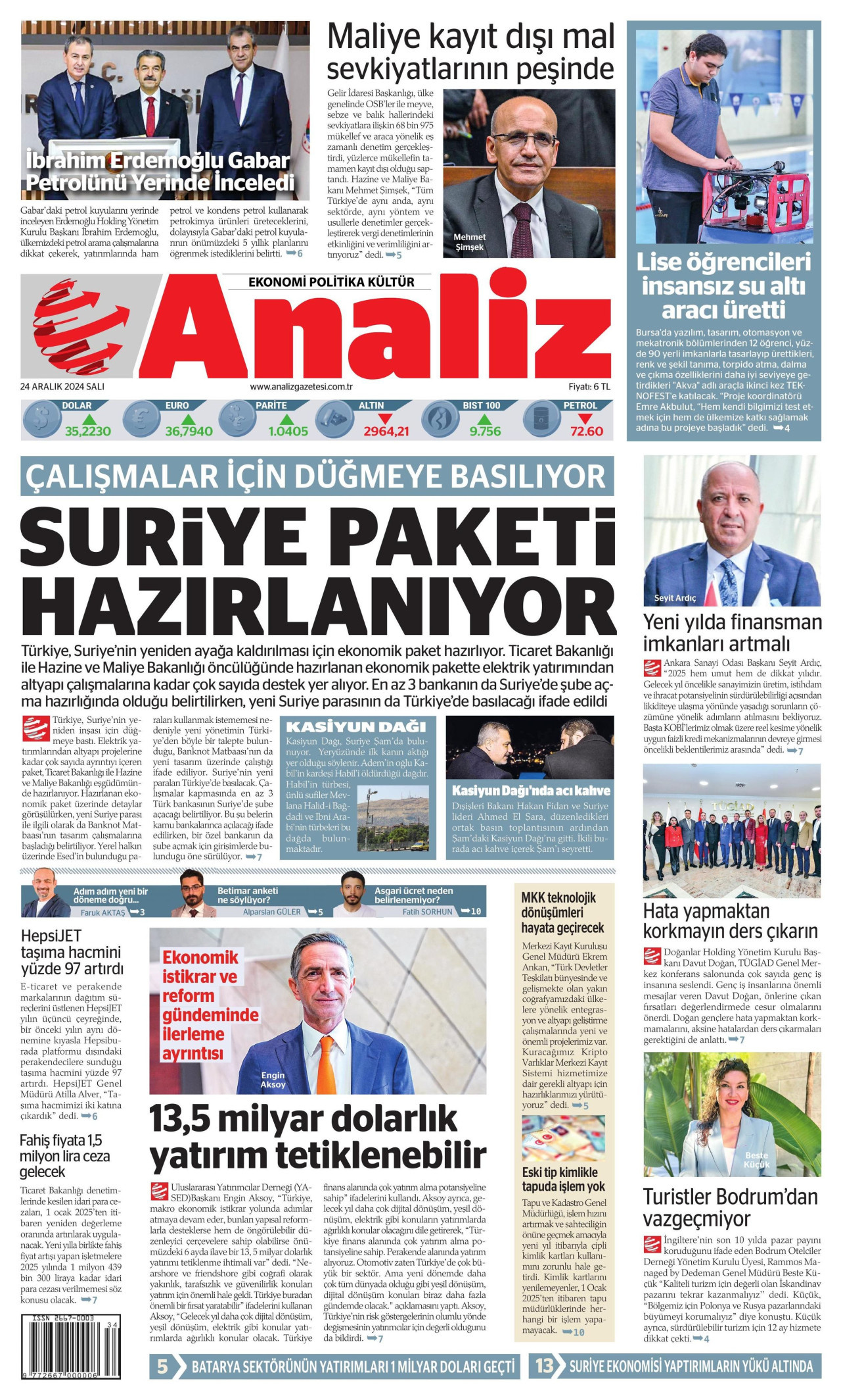 ANALİZ 24 Aralık 2024 Gazete Manşeti Büyük