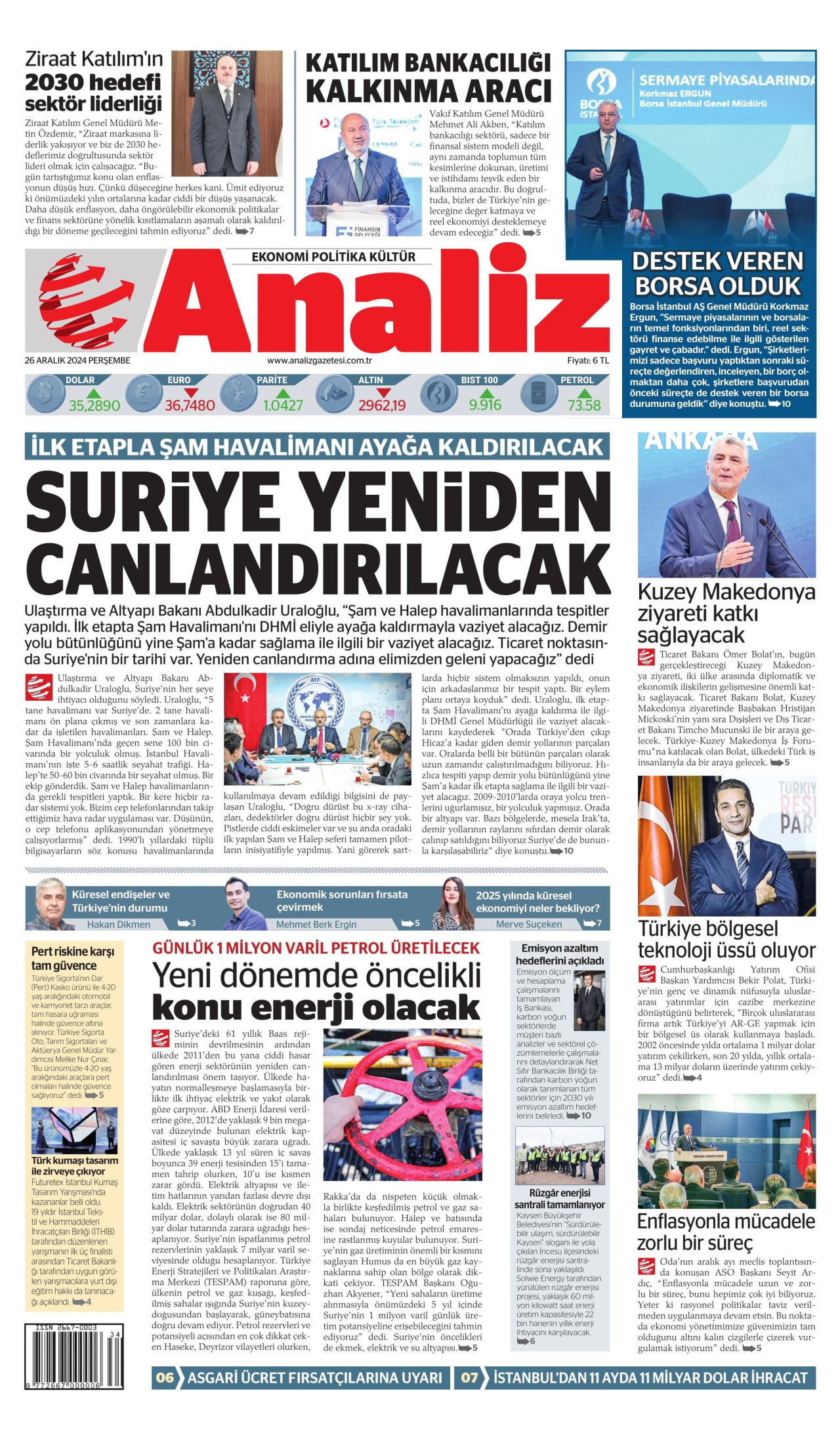 ANALİZ 26 Aralık 2024 Gazete Manşeti Büyük