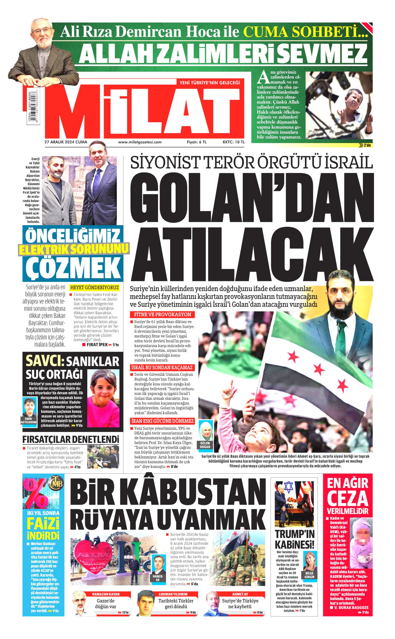 MİLAT 27 Aralık 2024 Gazete Manşeti Büyük