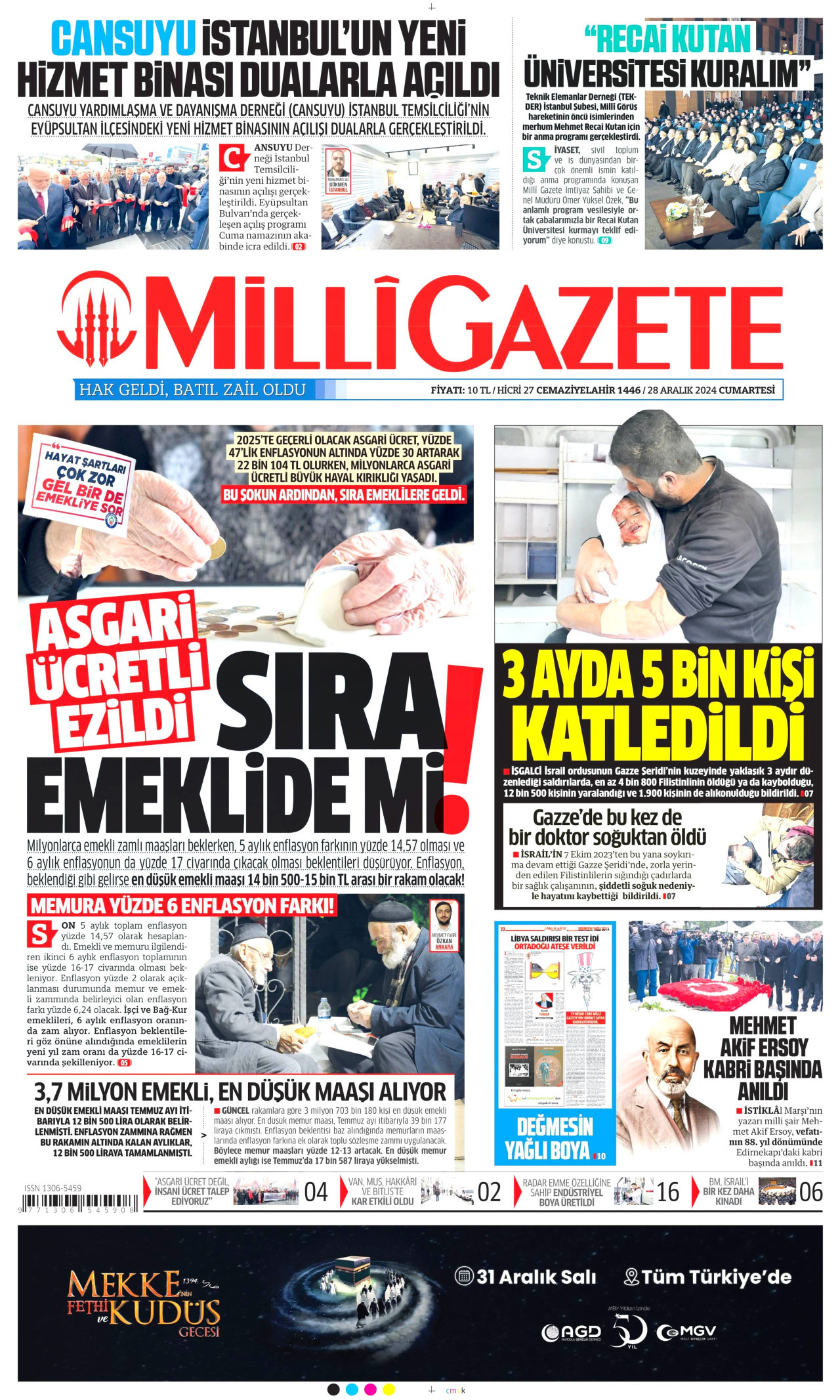 MİLLİ GAZETE 28 Aralık 2024 Gazete Manşeti Büyük