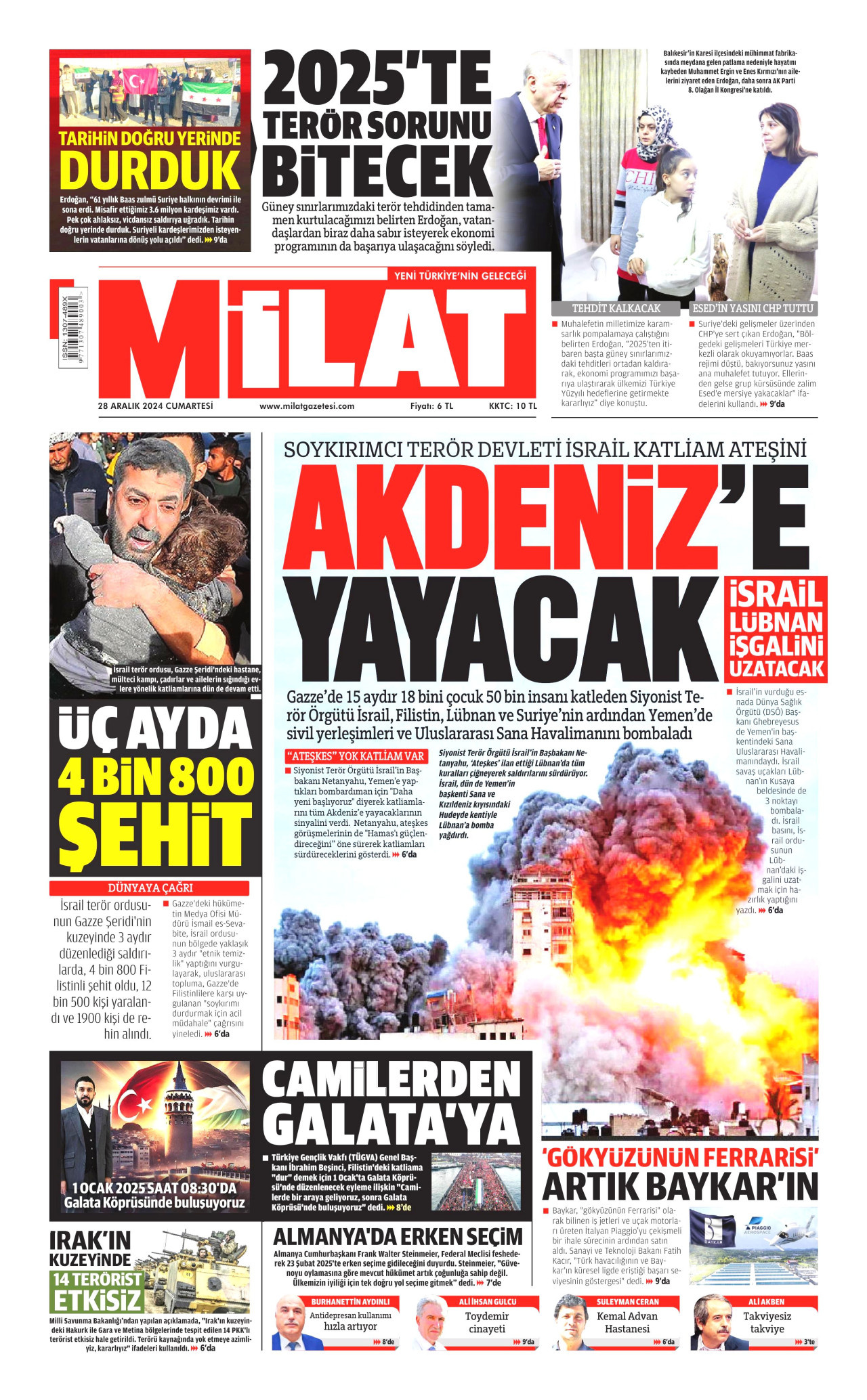 MİLAT 28 Aralık 2024 Gazete Manşeti Büyük