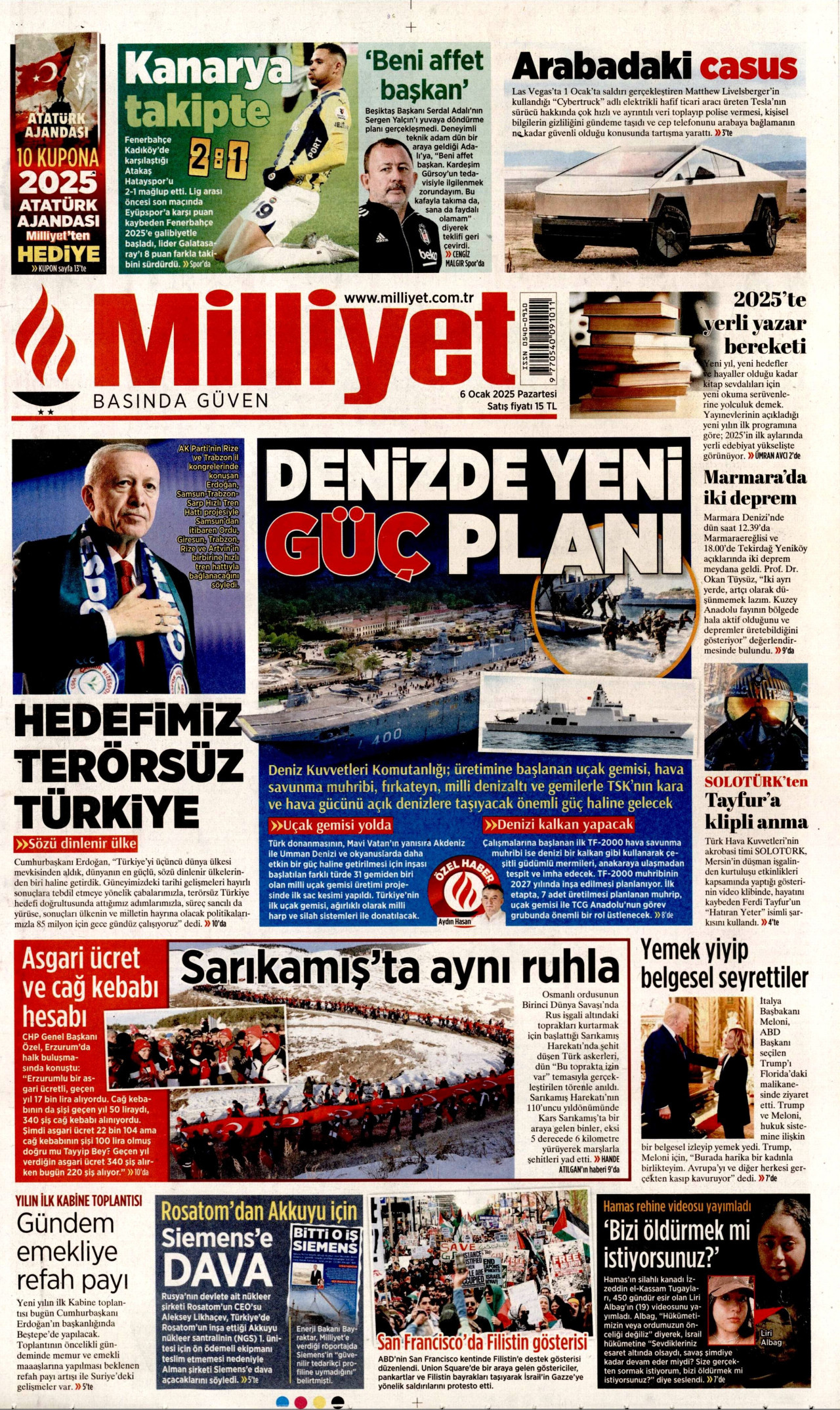 MİLLİYET 6 Ocak 2025 Gazete Manşeti Büyük