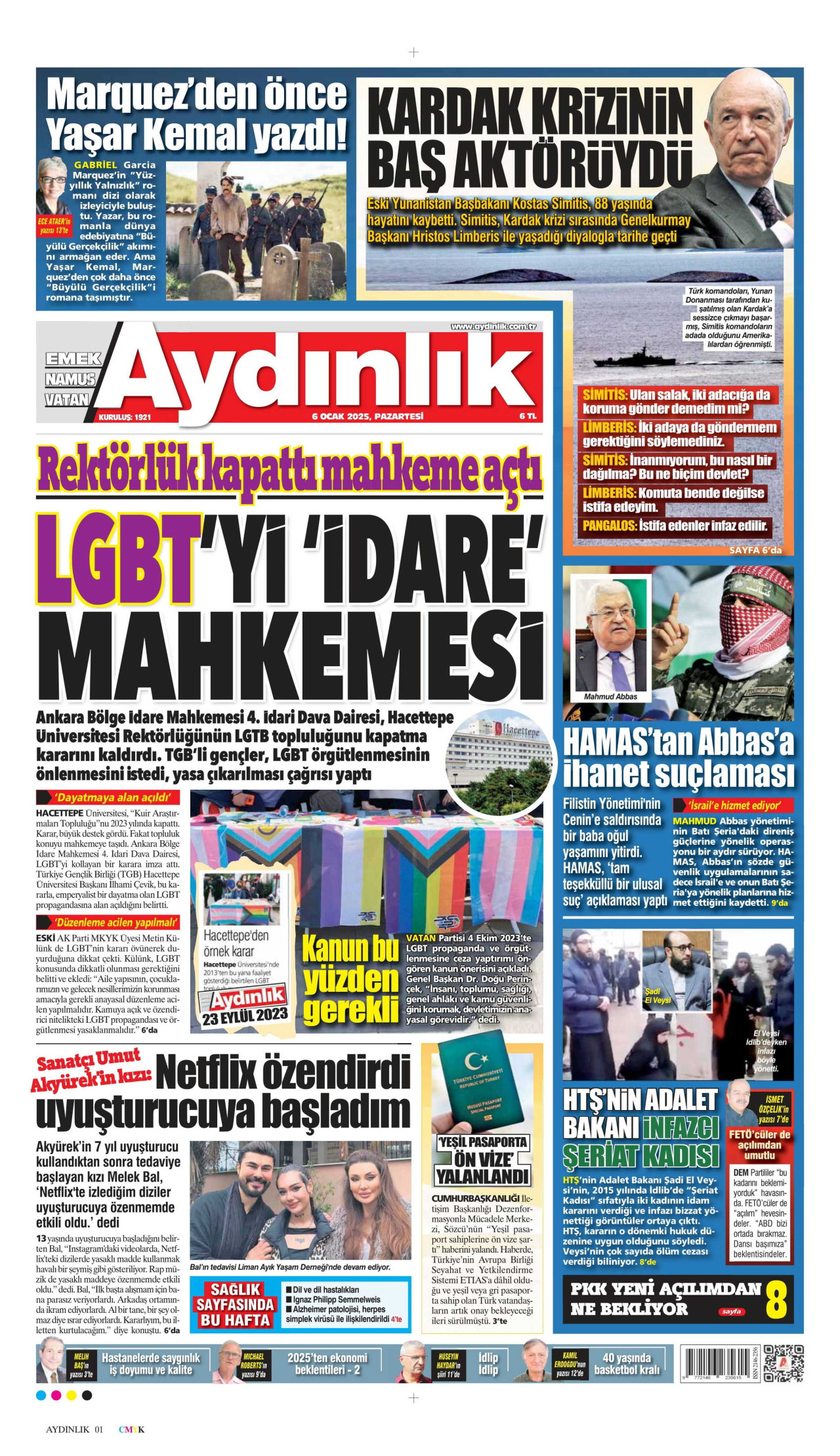 AYDINLIK GAZETESİ 6 Ocak 2025 Gazete Manşeti Büyük