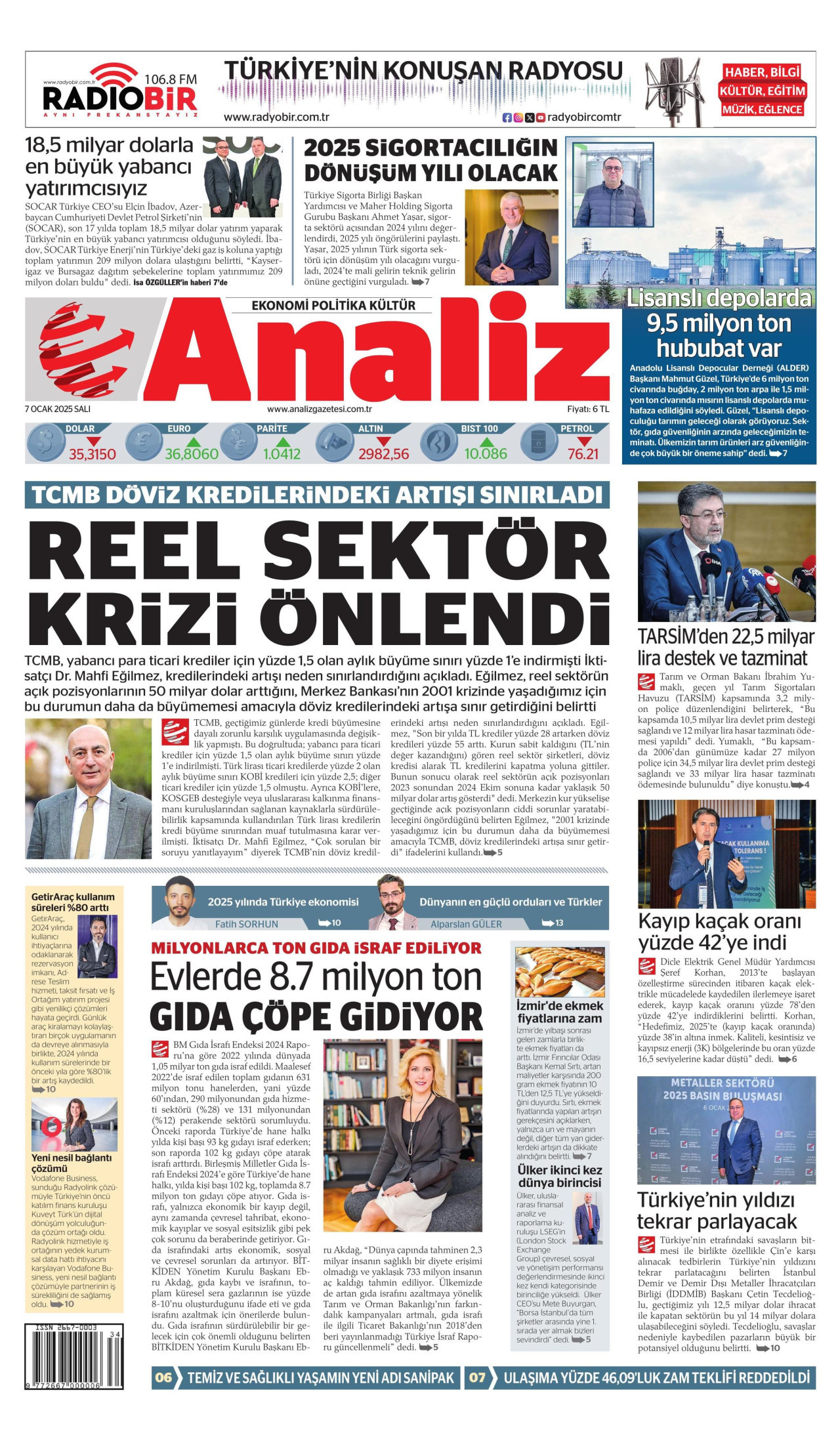 ANALİZ 7 Ocak 2025 Gazete Manşeti Büyük