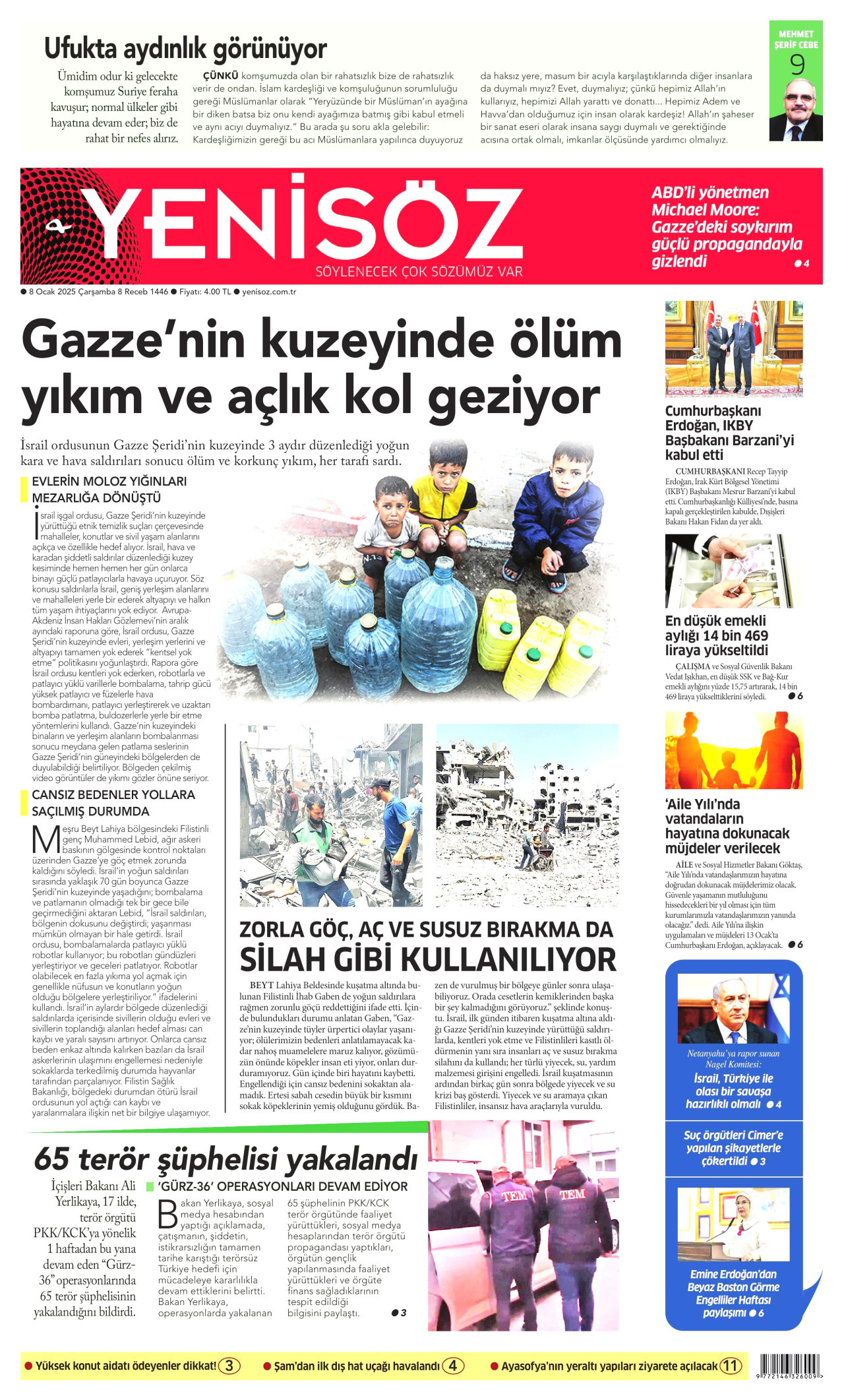 YENİ SÖZ GAZETESİ 8 Ocak 2025 Gazete Manşeti Büyük