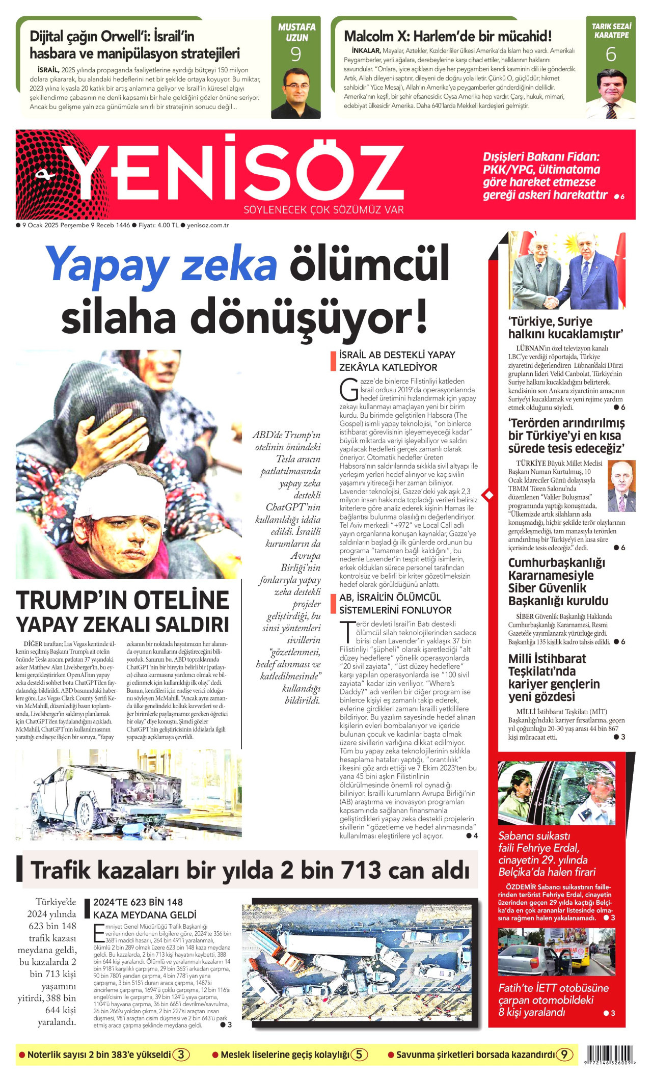 YENİ SÖZ GAZETESİ 9 Ocak 2025 Gazete Manşeti Büyük