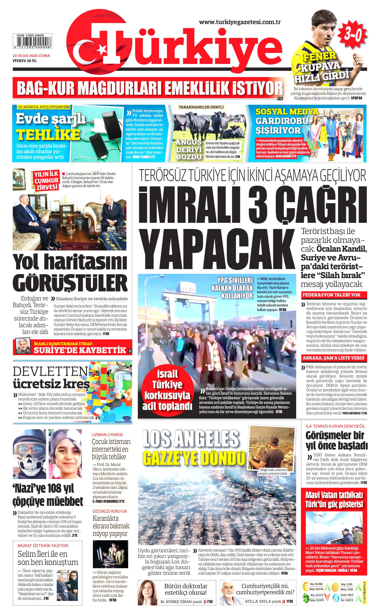 TÜRKİYE GAZETESİ 10 Ocak 2025 Gazete Manşeti Büyük