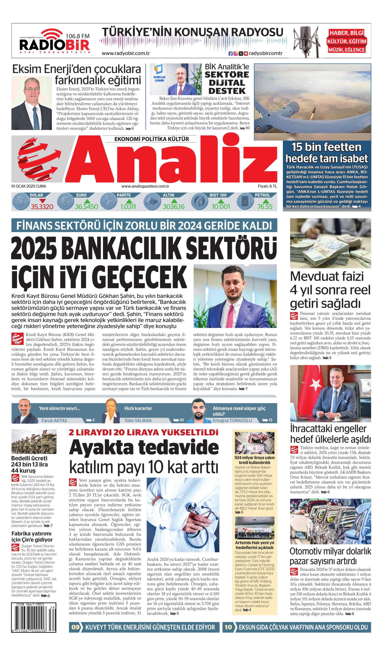 ANALİZ 10 Ocak 2025 Gazete Manşeti Büyük